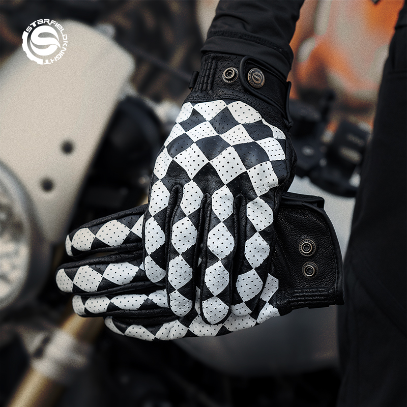 Motorcycle Wearing Gear - Star Field Knight Black&White Motorcycle Gloves