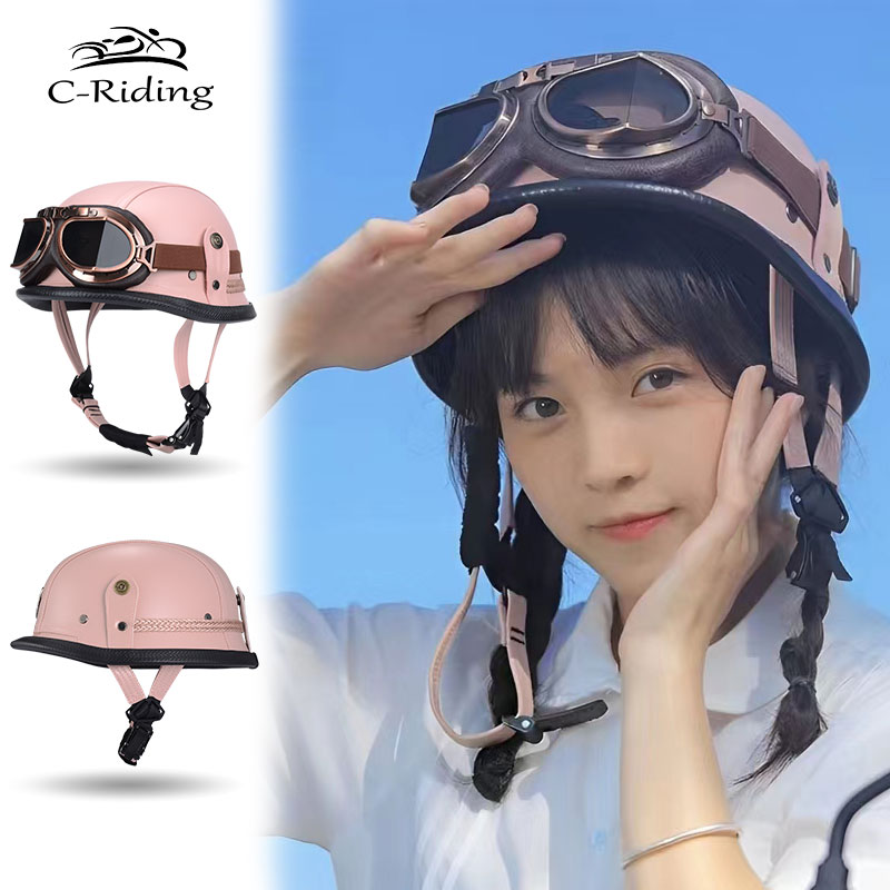Motorcycle Gear Vintage - Motorbike Helmets Casco Moto Helmet Half