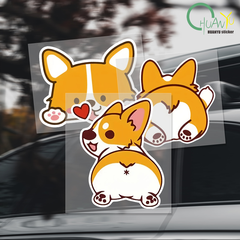 Car Cartoon Car Sticker Corgi  - Motorcycle Gear Auto review and price